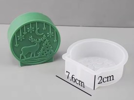 Molde silicona circulo labrado ciervo Navidad 